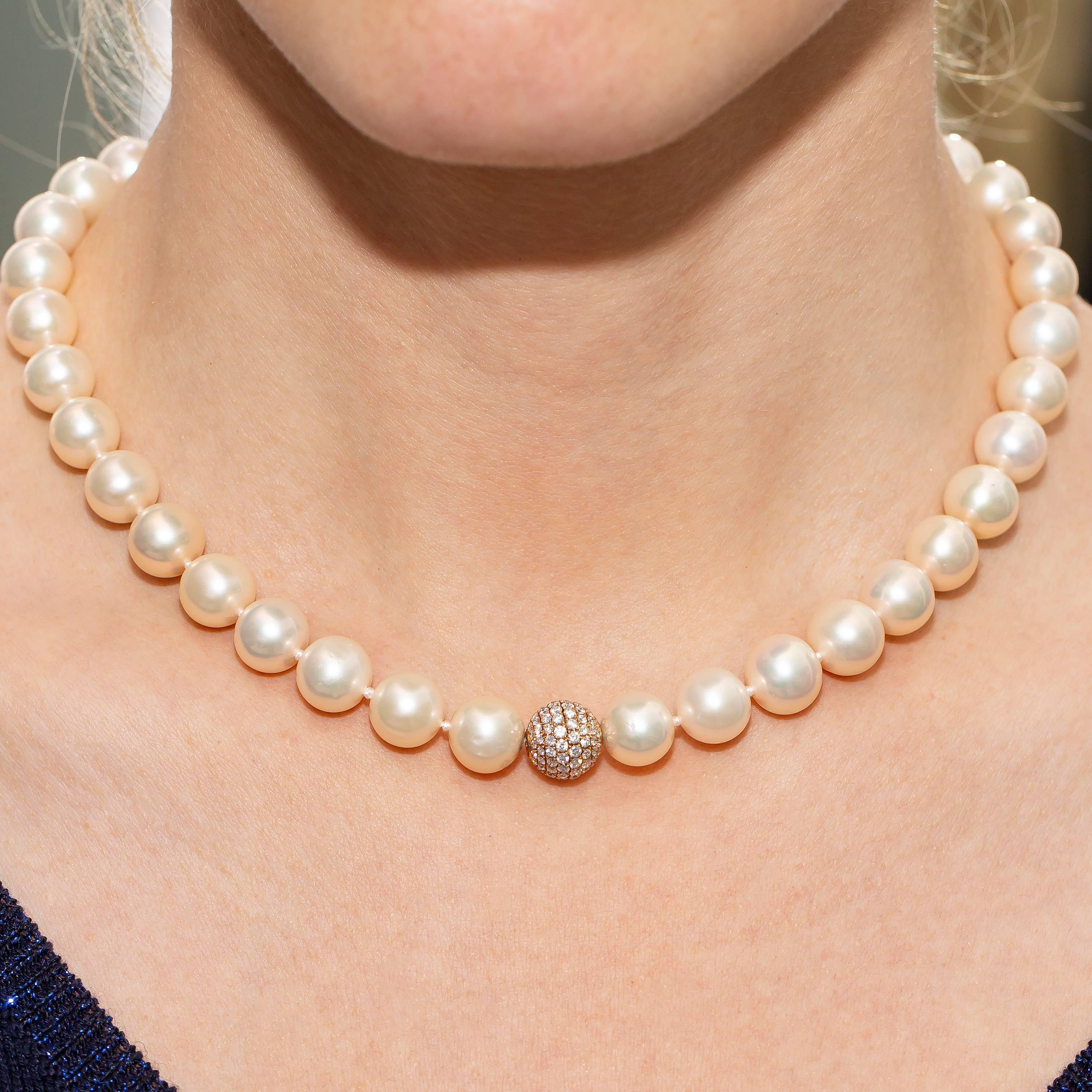 1 80 CT Pave Set Diamond 18KT Rose Gold White Fresh Water Modern Pearl 