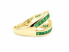 1.80 Ct Zambian Emerald Channel Set Band 14K Gold Emerald Band Wide Gold Band