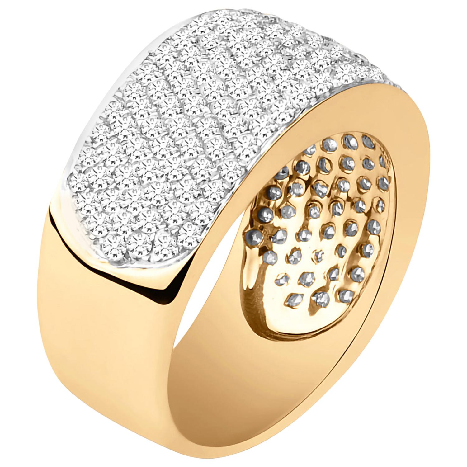 1.80 Carat Certified Diamond Fashion Band in 14 Karat Yellow Gold Ring For Sale