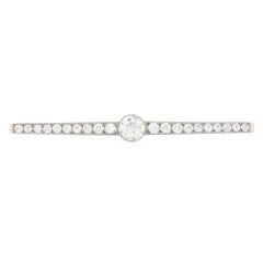 1.80 Old European Cut Diamond & Platinum Bar Brooch