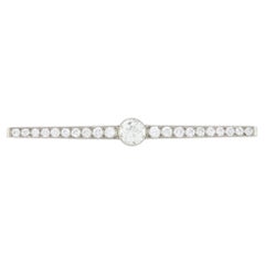1.80 Old European Cut Diamond & Platinum Bar Brooch