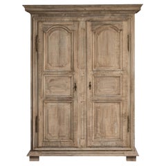 1800-1809 France Weathered Pale Grey Painted Oak Bookcase Cabinet