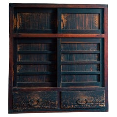 1800-1870s Japanese antique mid size mizuya tansu wabi sabi chest w/ drawers