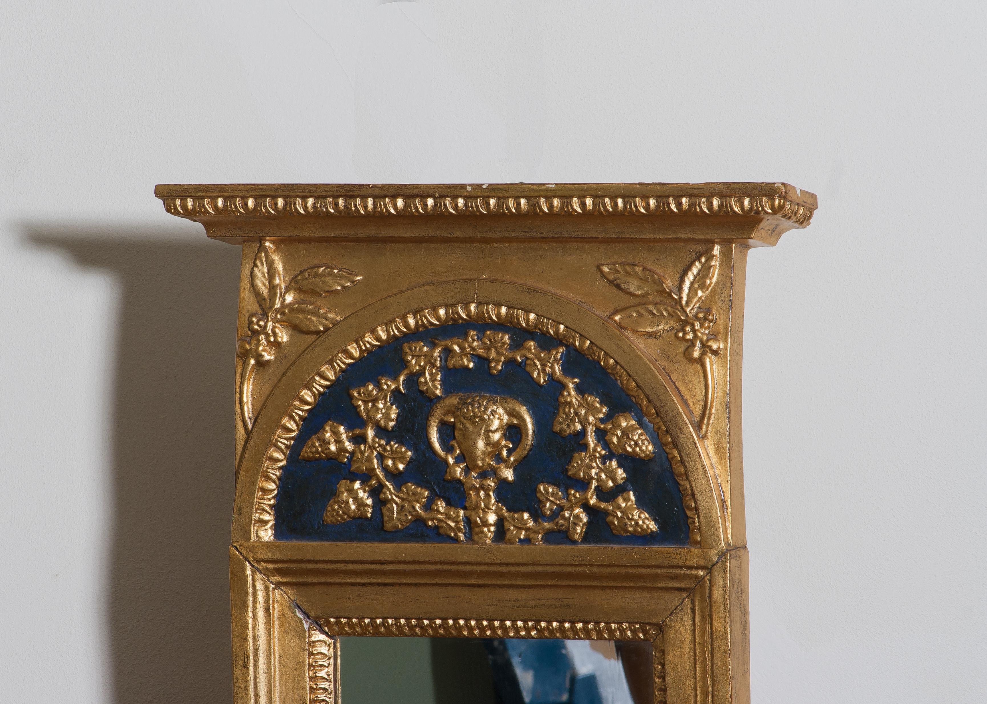 1800, Antique France Gilded or Panted Empire Mirror with Decoration In Fair Condition In Silvolde, Gelderland