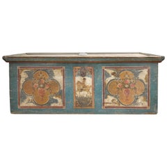 1800 Blu Floral Painted Blanket Chest