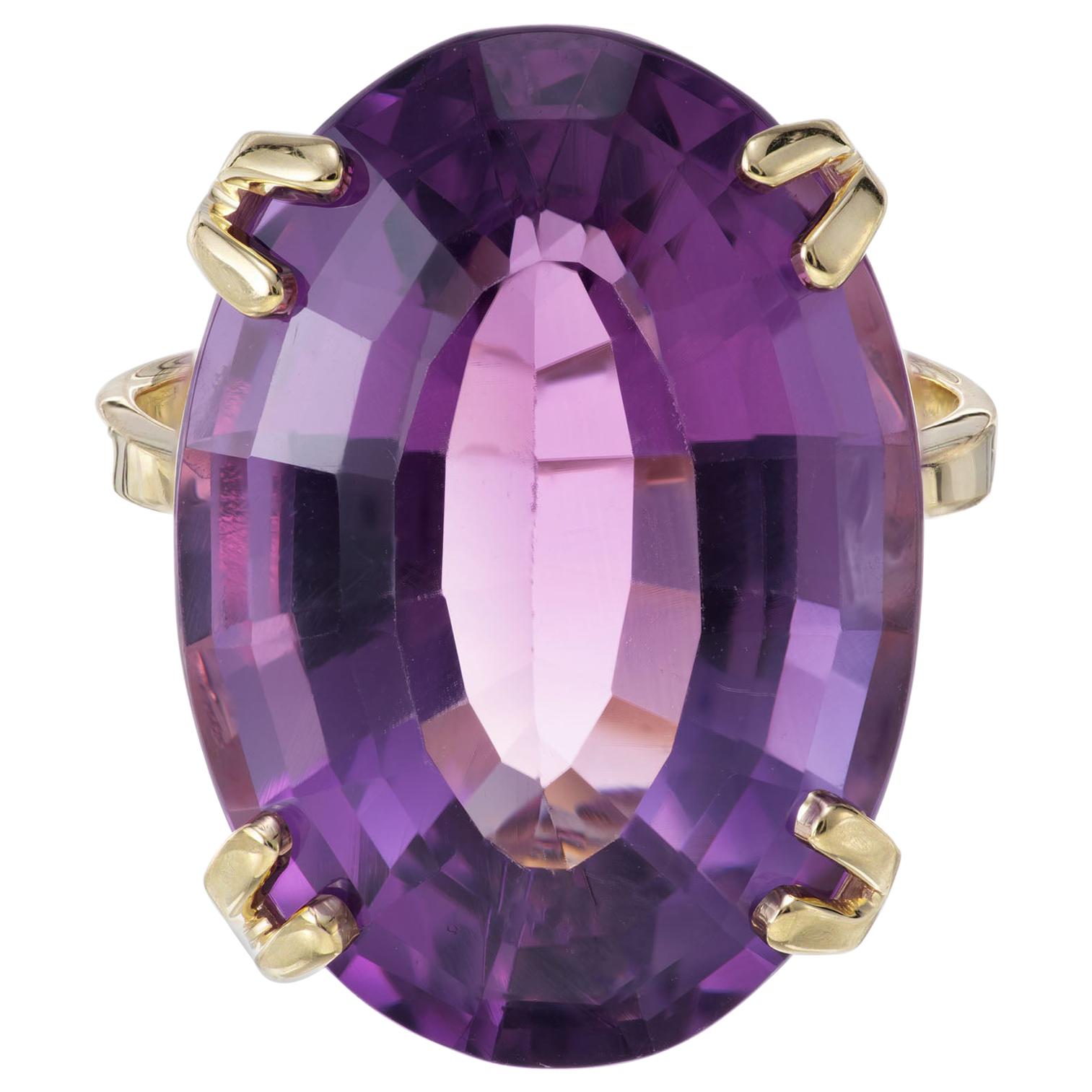 18.00 Carat Amethyst Yellow Gold Cocktail Ring For Sale