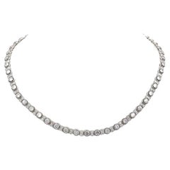 18.00 Carat Bezel Set Round Cut Diamond Riviera Necklace