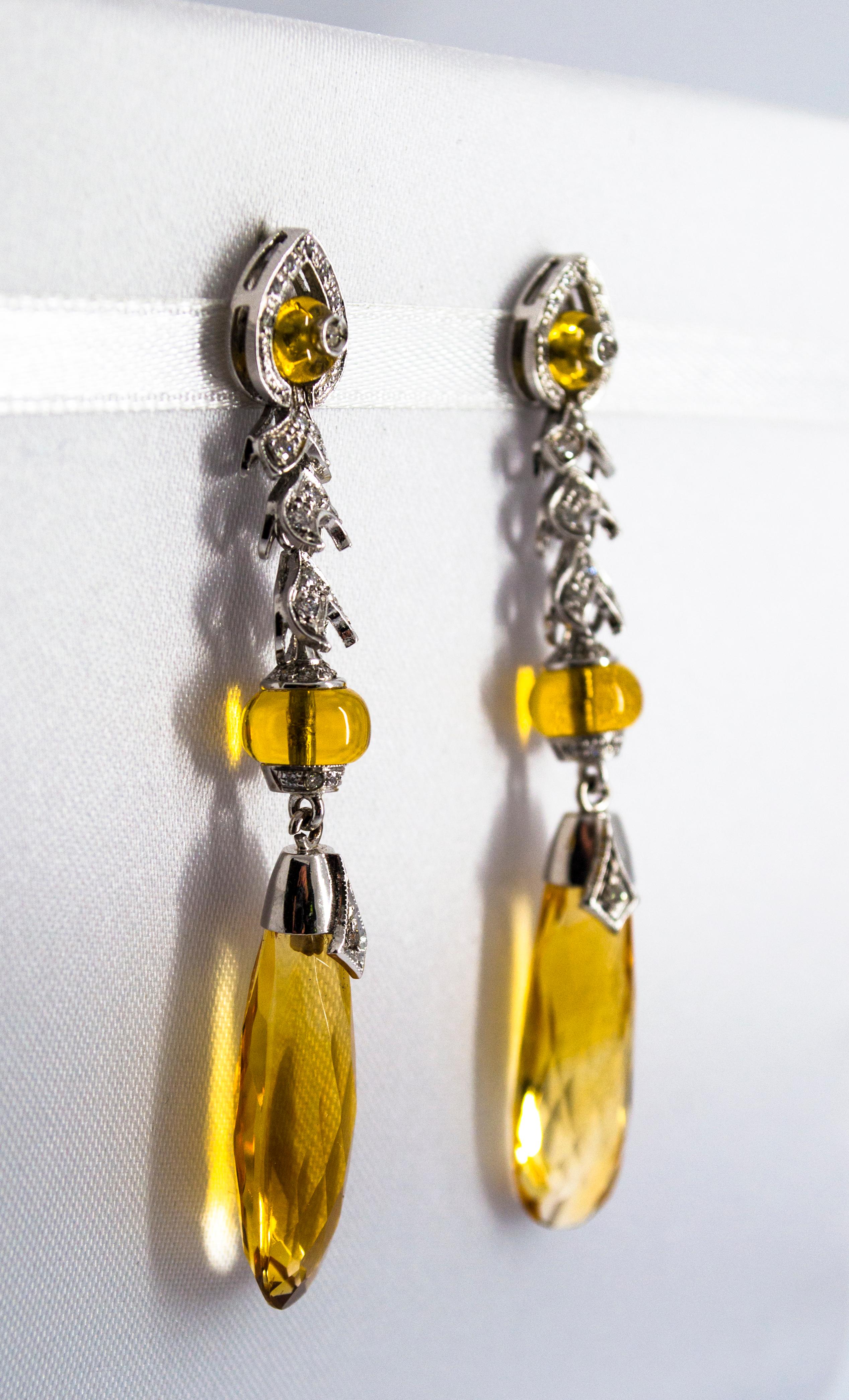 18.00 Carat Citrine 0.30 Carat White Diamond White Gold Drop Stud Earrings For Sale 5