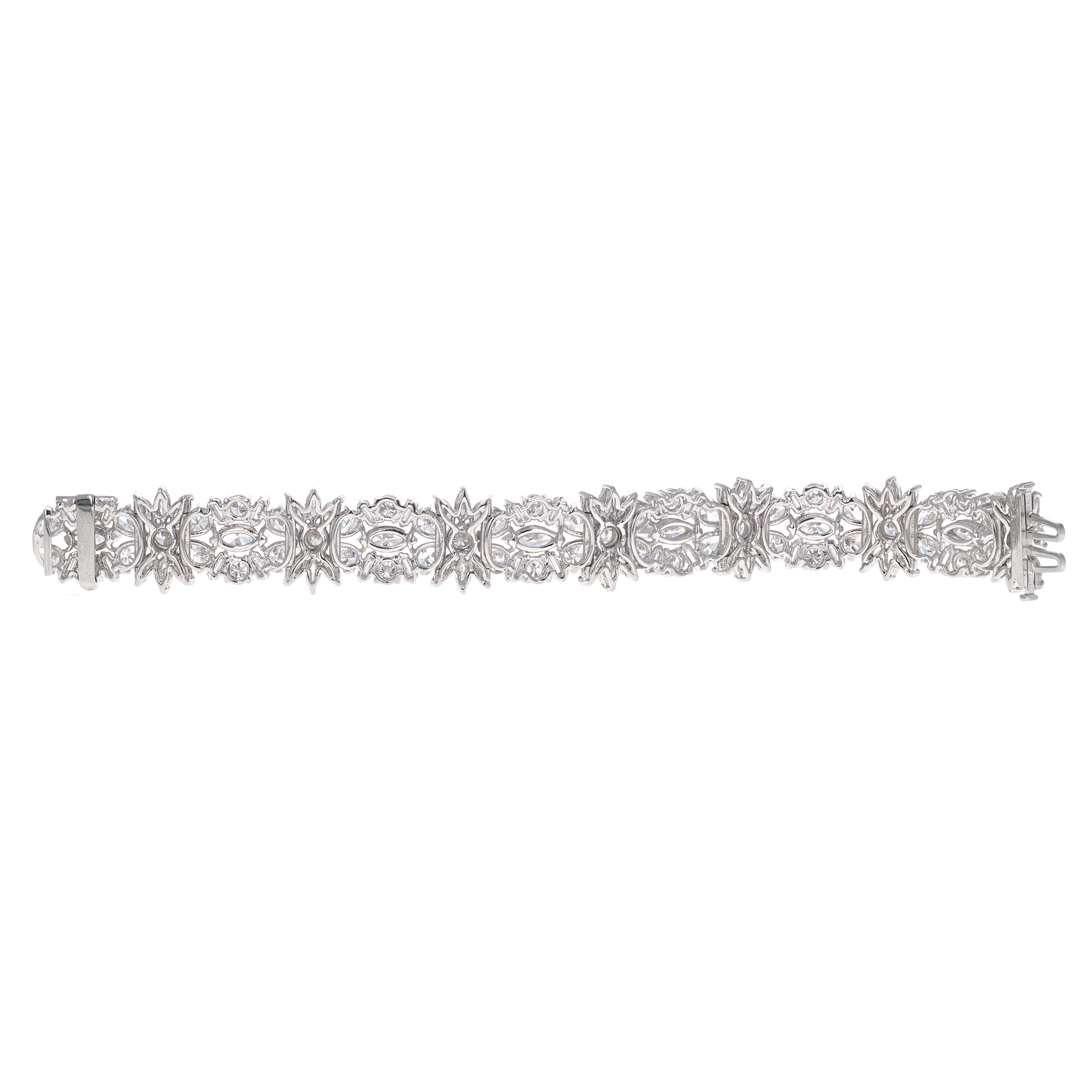 Modern 18.00 Carat Fancy Shape Diamond Tennis Bracelet