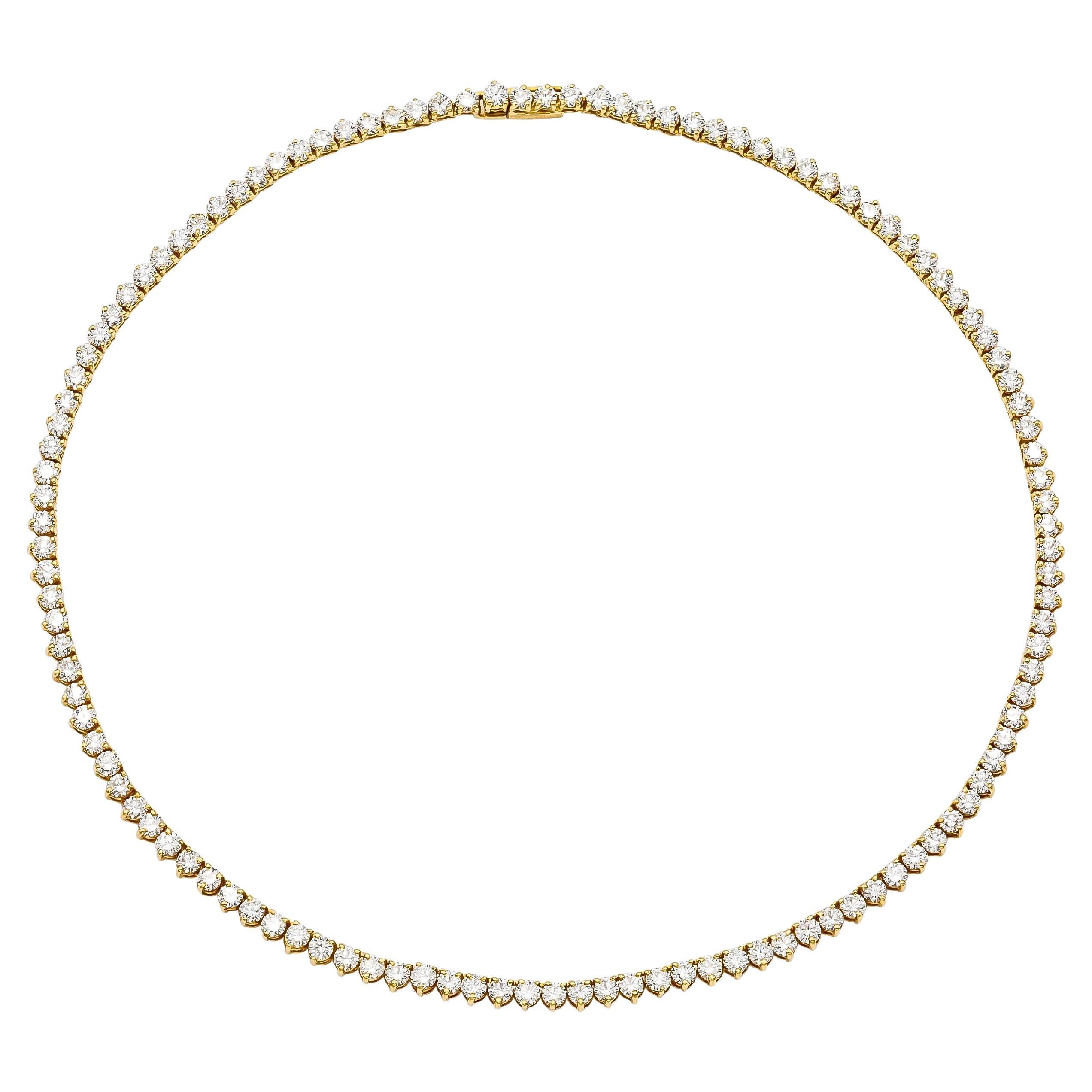 18.00 Carat Round Brilliant Cut Diamond Tennis Necklace