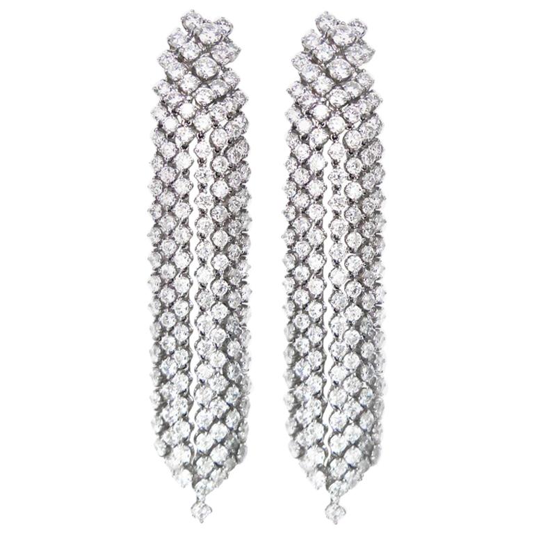 18.00 Carat Chandelier Diamond Earrings For Sale