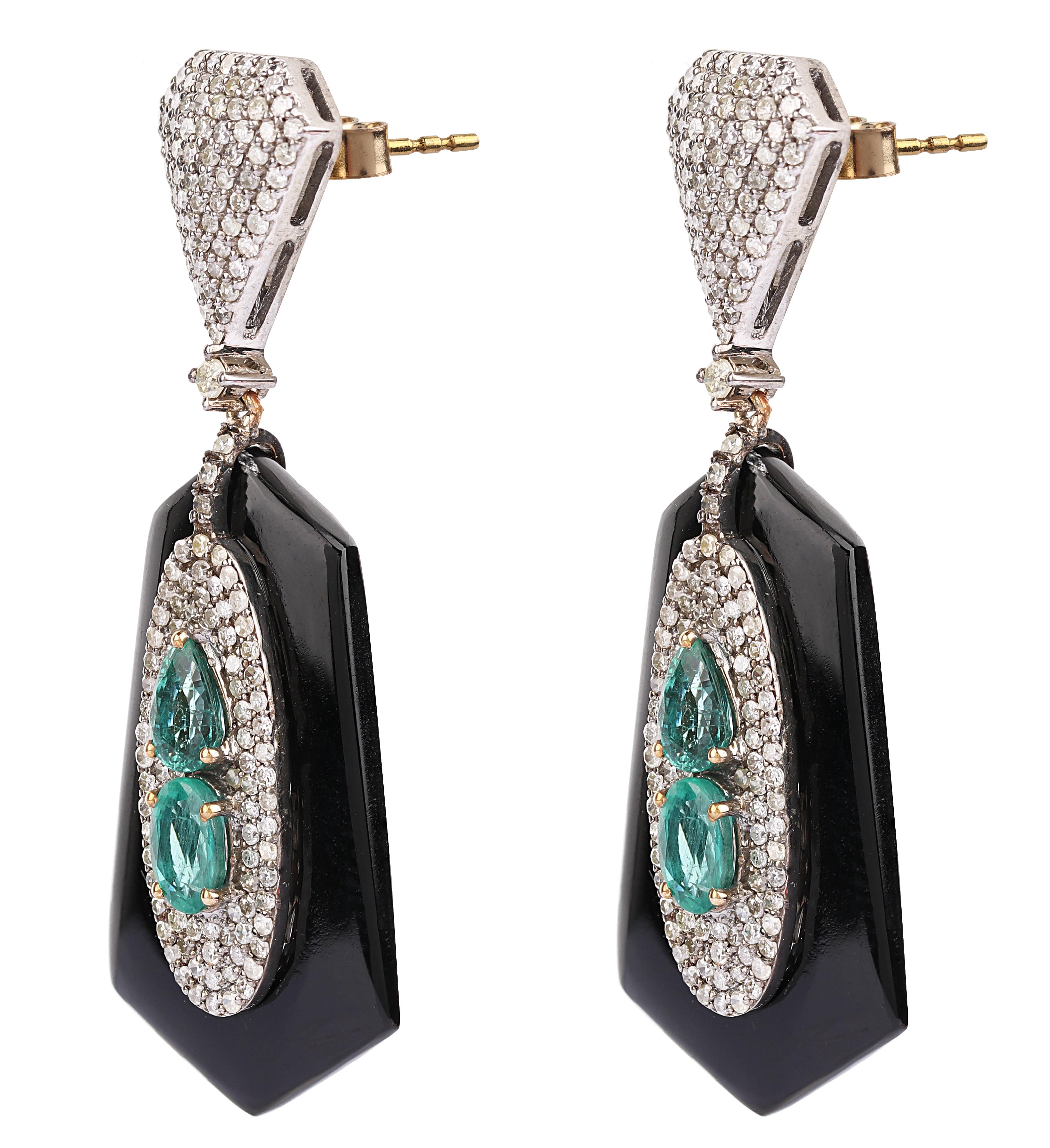 black dress emerald earrings