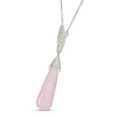18.00 ct CS Rose Quartz and Diamond Drop Pendant