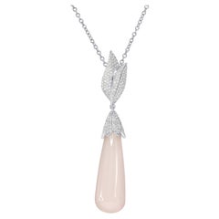 18.00 ct CS Rose Quartz and Diamond Drop Pendant