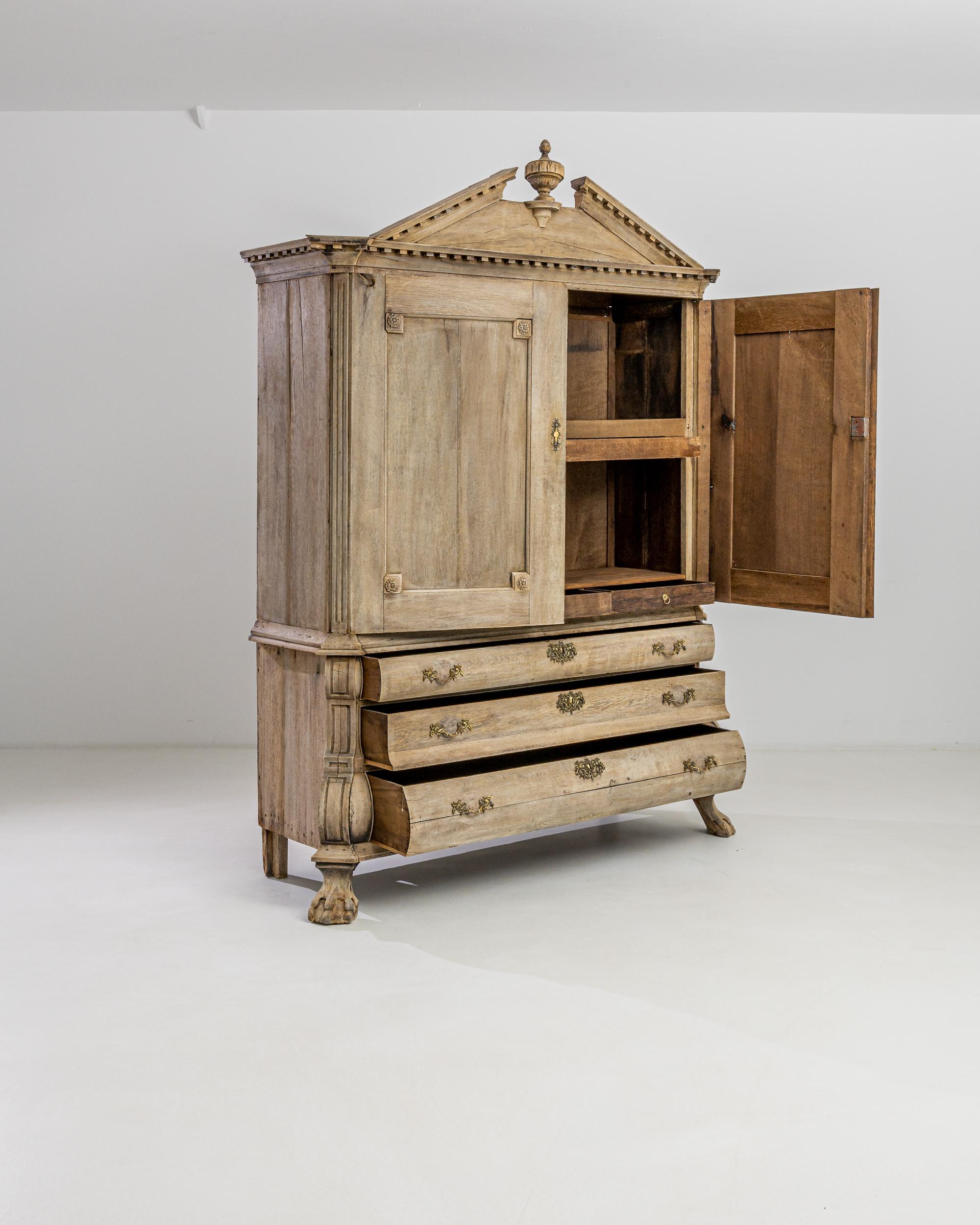 19th Century 1800 Dutch Bleached Oak Cabinet