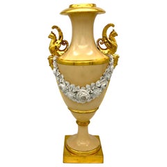 1800 Imperio Nast Porcelana Grifos Máscaras Rosas Flores Guirnaldas Francia Jarrón