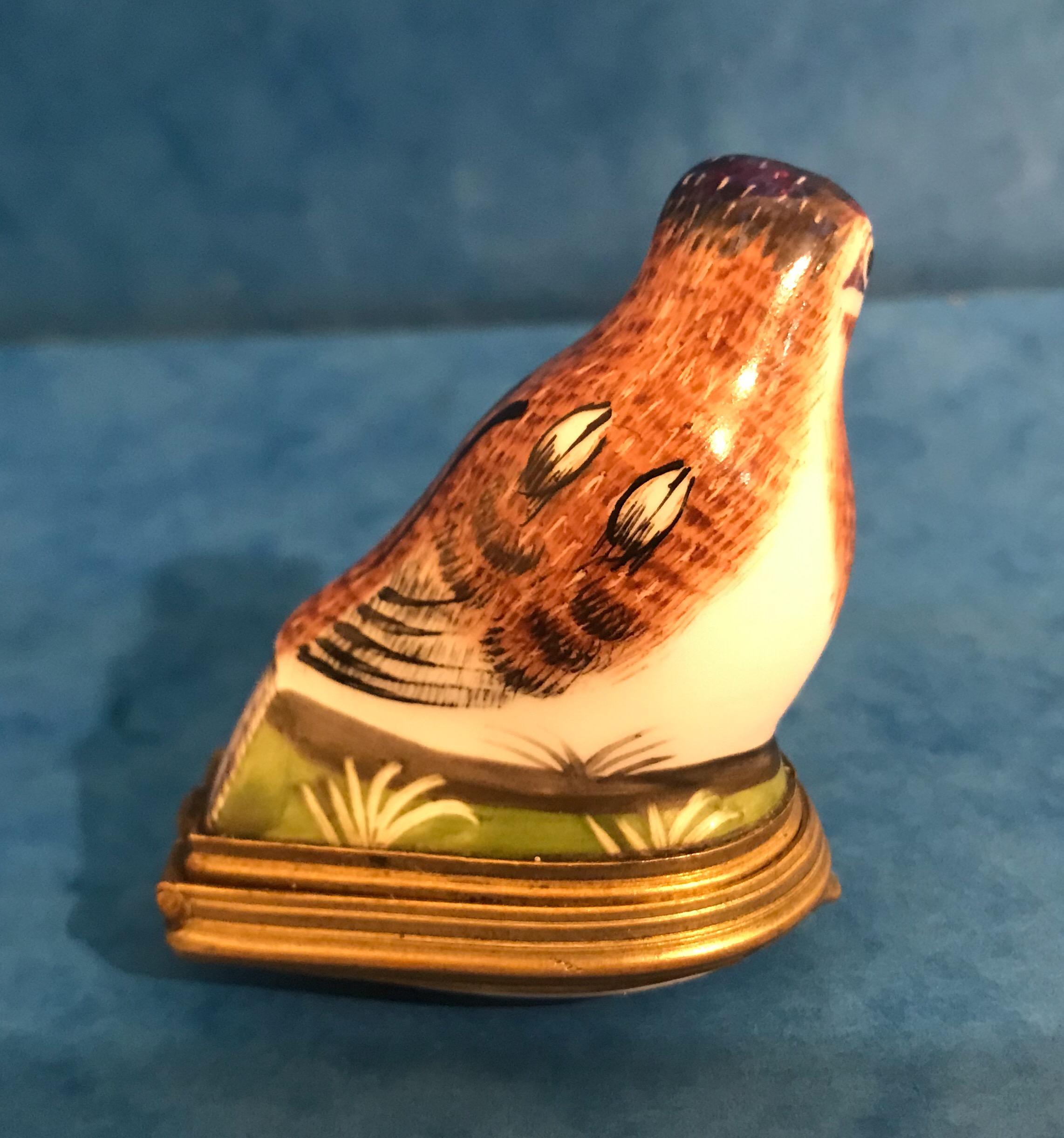 German 1800 Porcelain Bonbonniere of a Painted Bird For Sale