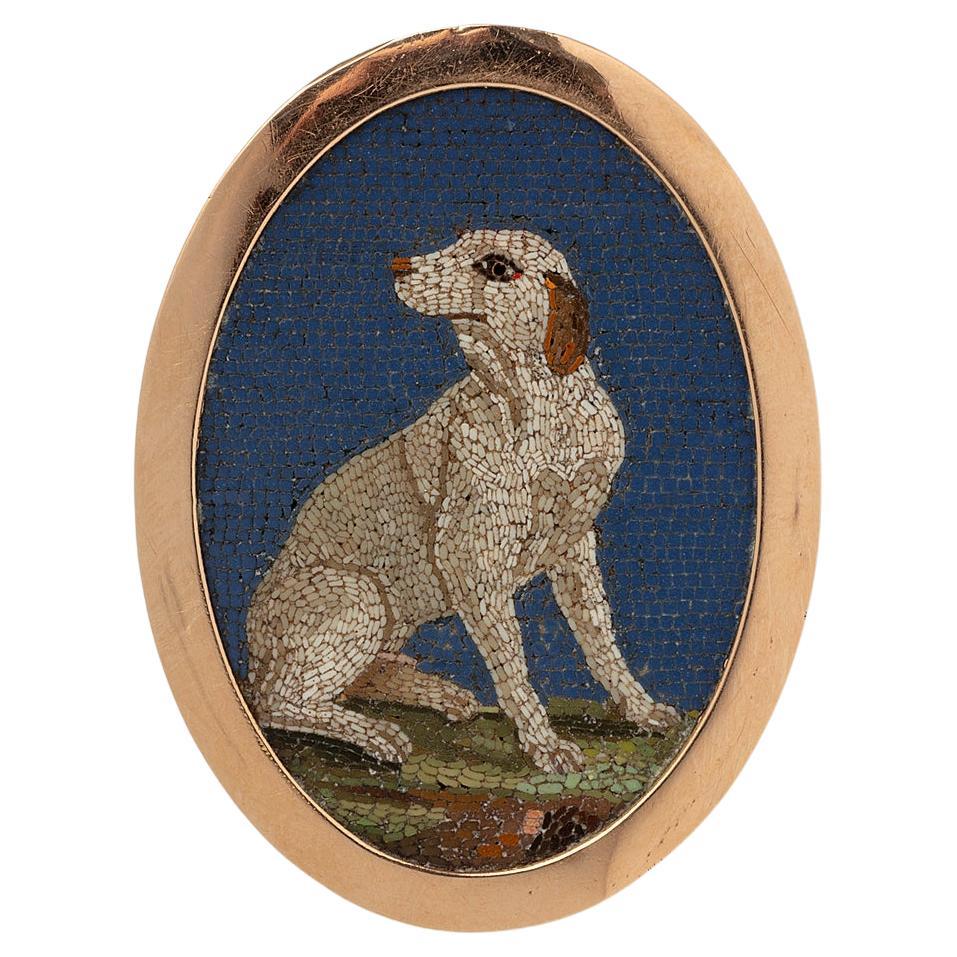 1800 Roman micro mosaic dog brooch For Sale