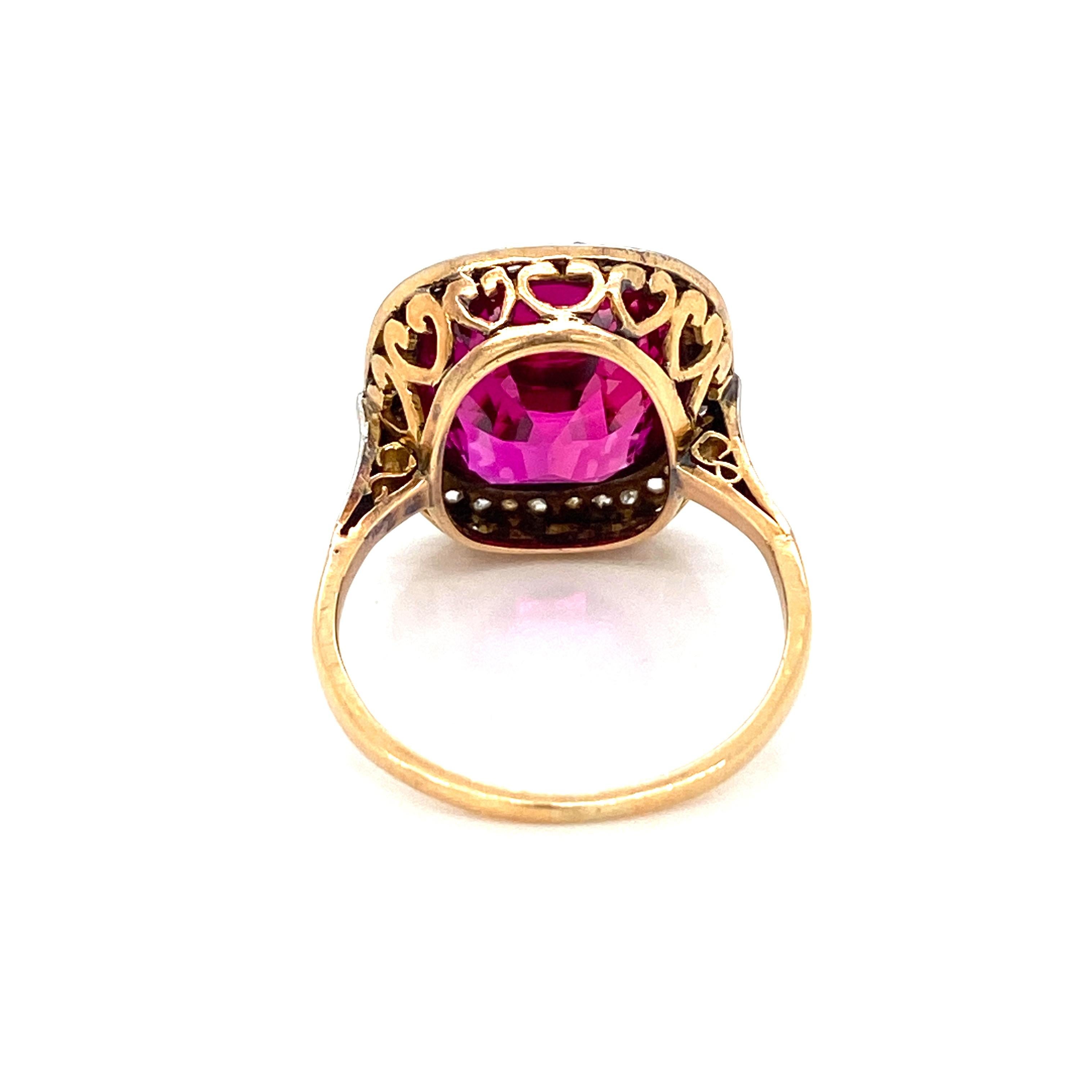 1800 Ruby Diamond Gold Cluster Ring 3