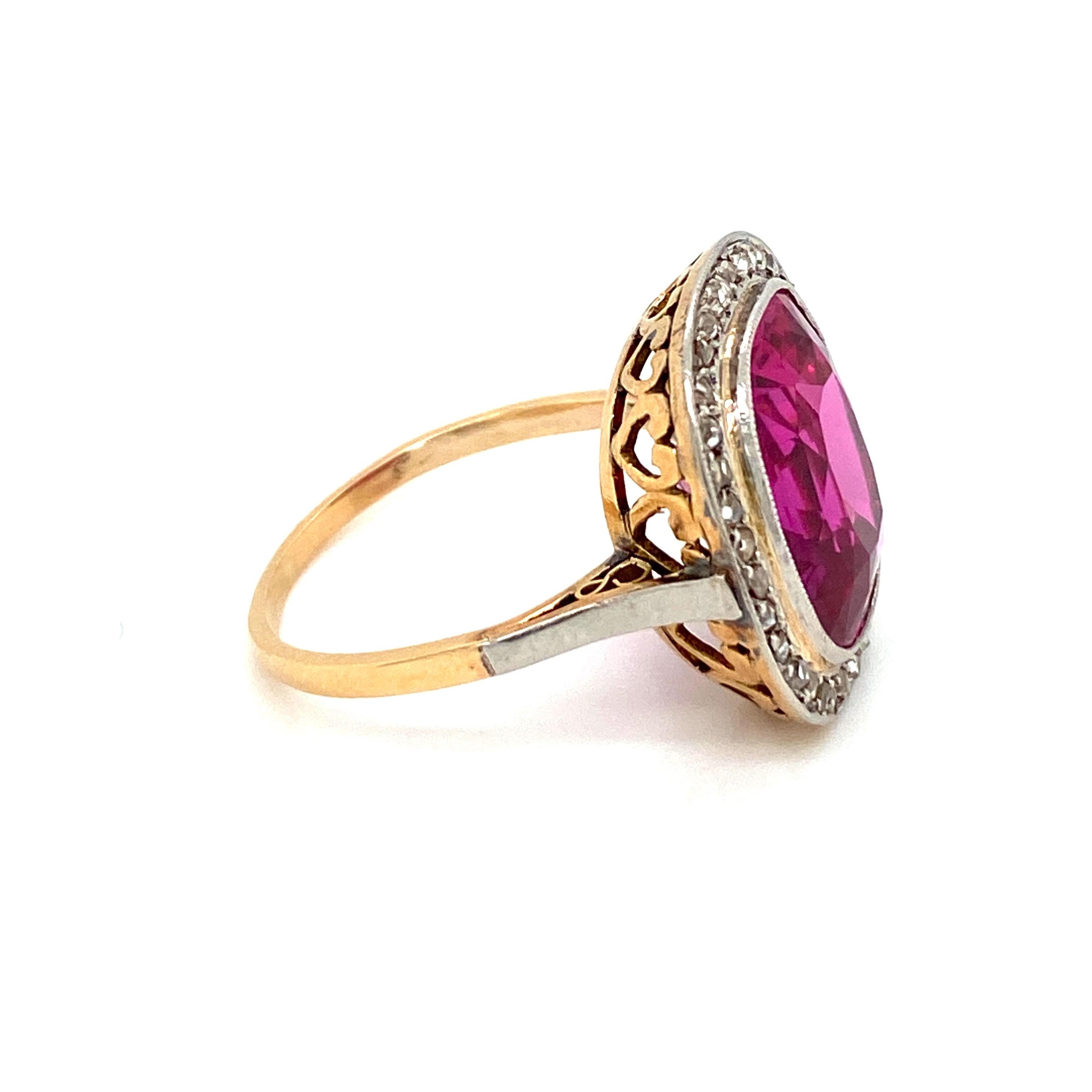 Women's 1800 Ruby Diamond Gold Cluster Ring