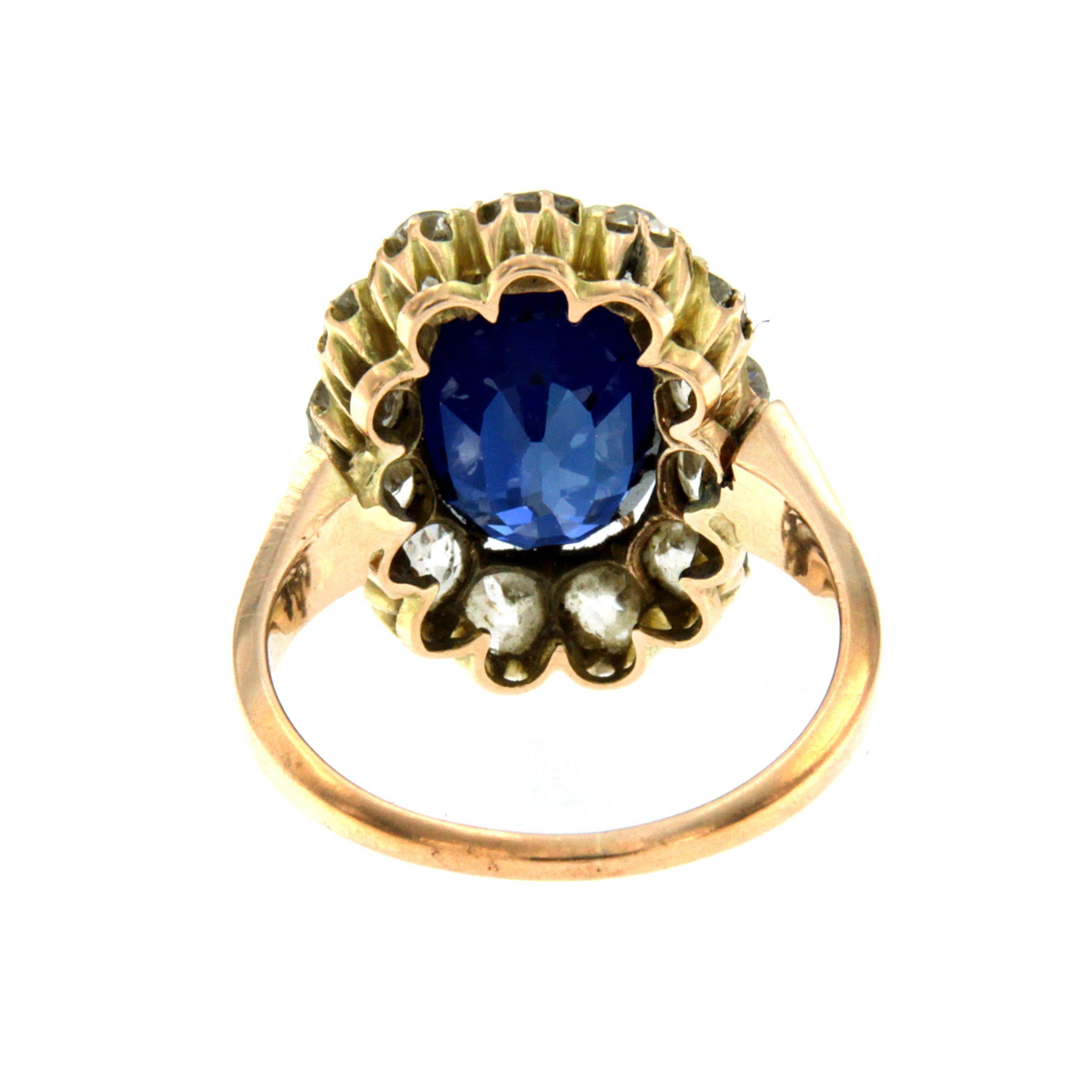 Women's 1800 Sapphire Diamond Gold Cluster Ring