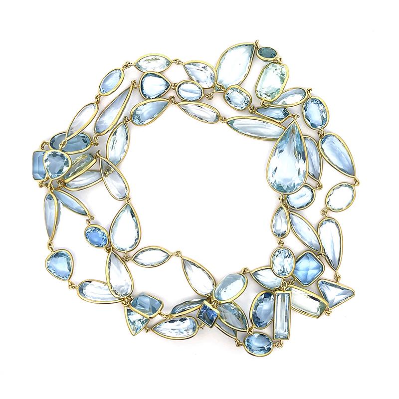 180.00ct Aquamarine Gold Necklace In Good Condition For Sale In New York, NY
