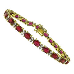 18.00ct Ruby 0.80ct Diamond 18k Yellow Gold Bracelet