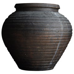 1800s-1900s Japanese Pottary Jar Antique Tsubo Ceramic Edo Period Wabisabi