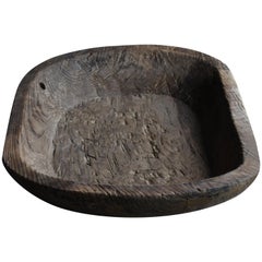 1800s-1900s Japanese Wooden Bowl Antique Basin Pot Wabisabi