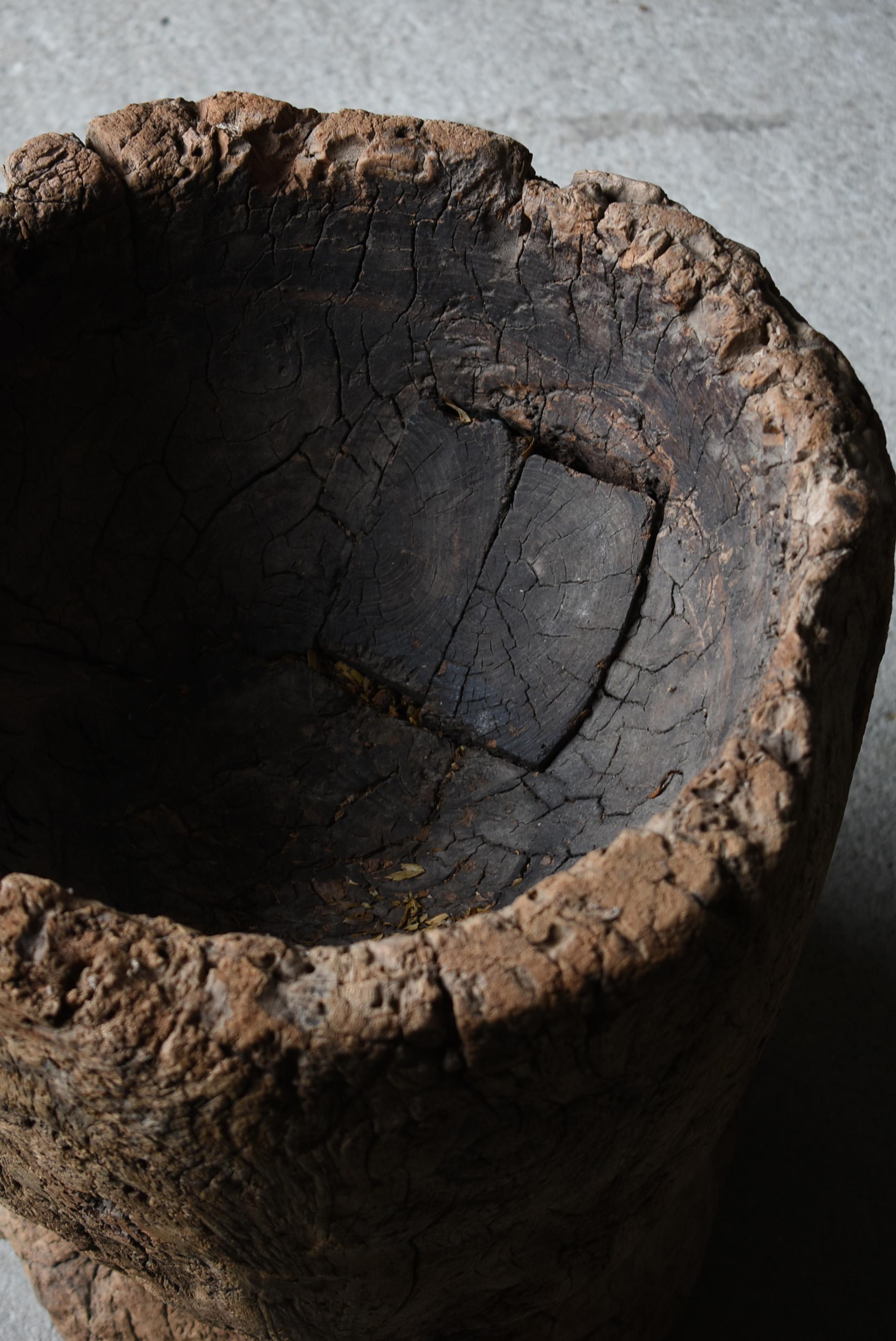 1800s-1900s Japanese Wooden Mortar Antique Wooden Bowl Wabisabi 1