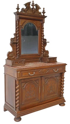 1800s 19th C. Antique French Louis XIII Style, Nussbaum, verspiegelte Waschtischplatte!!
