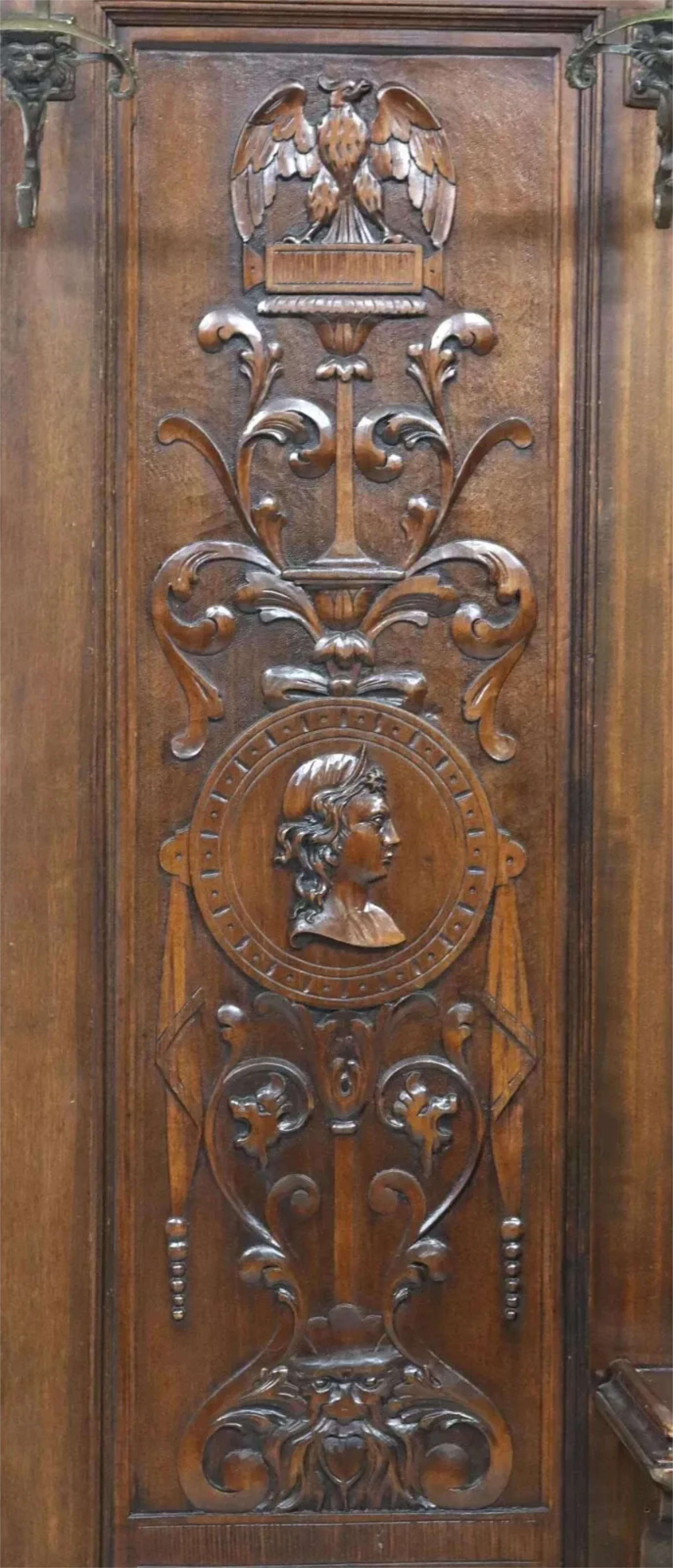 Wood 1800's, 19th C. Antique Italian Renaissance Revival, Carved, Walnut Hall Tree!