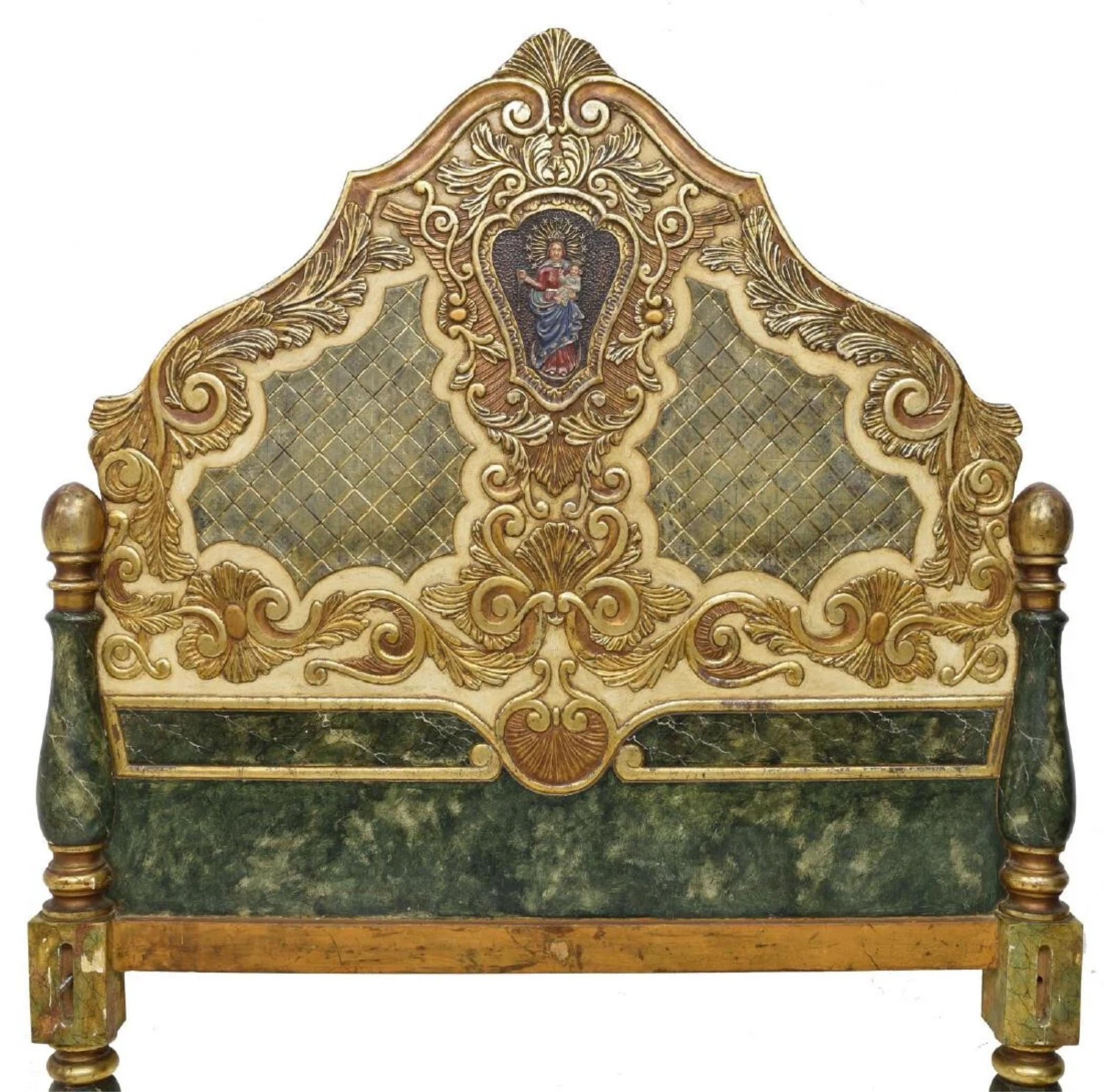 ¡1800s, 19th C. Antiguo Juego de Dormitorio Español Policromado Marbelizado, Juego de 4! en venta 4