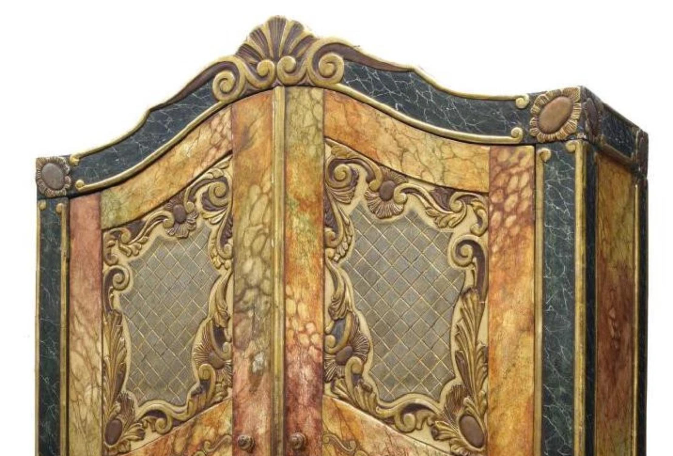 ¡1800s, 19th C. Antiguo Juego de Dormitorio Español Policromado Marbelizado, Juego de 4! en venta 7