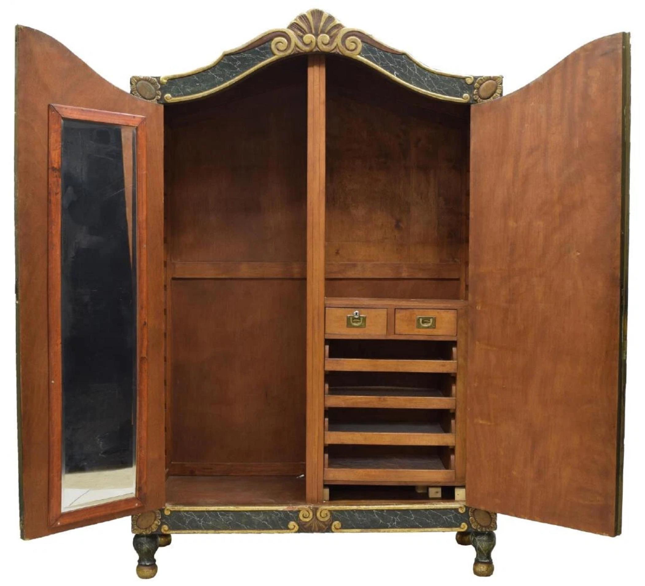 ¡1800s, 19th C. Antiguo Juego de Dormitorio Español Policromado Marbelizado, Juego de 4! siglo XIX en venta