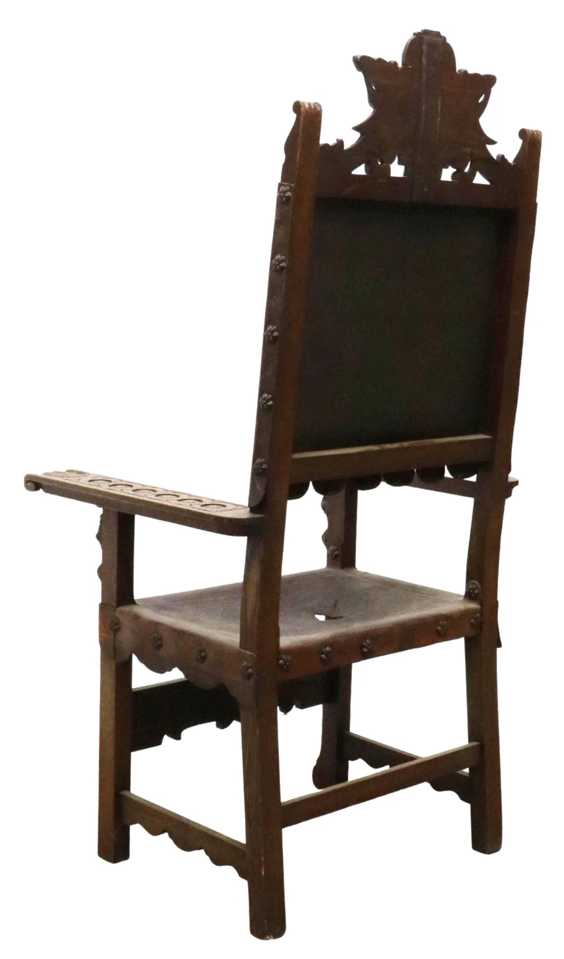 1800's, S. XIX Antiguo estilo barroco español, heráldico, Trono de roble ¡¡¡Silla!!! Español en venta