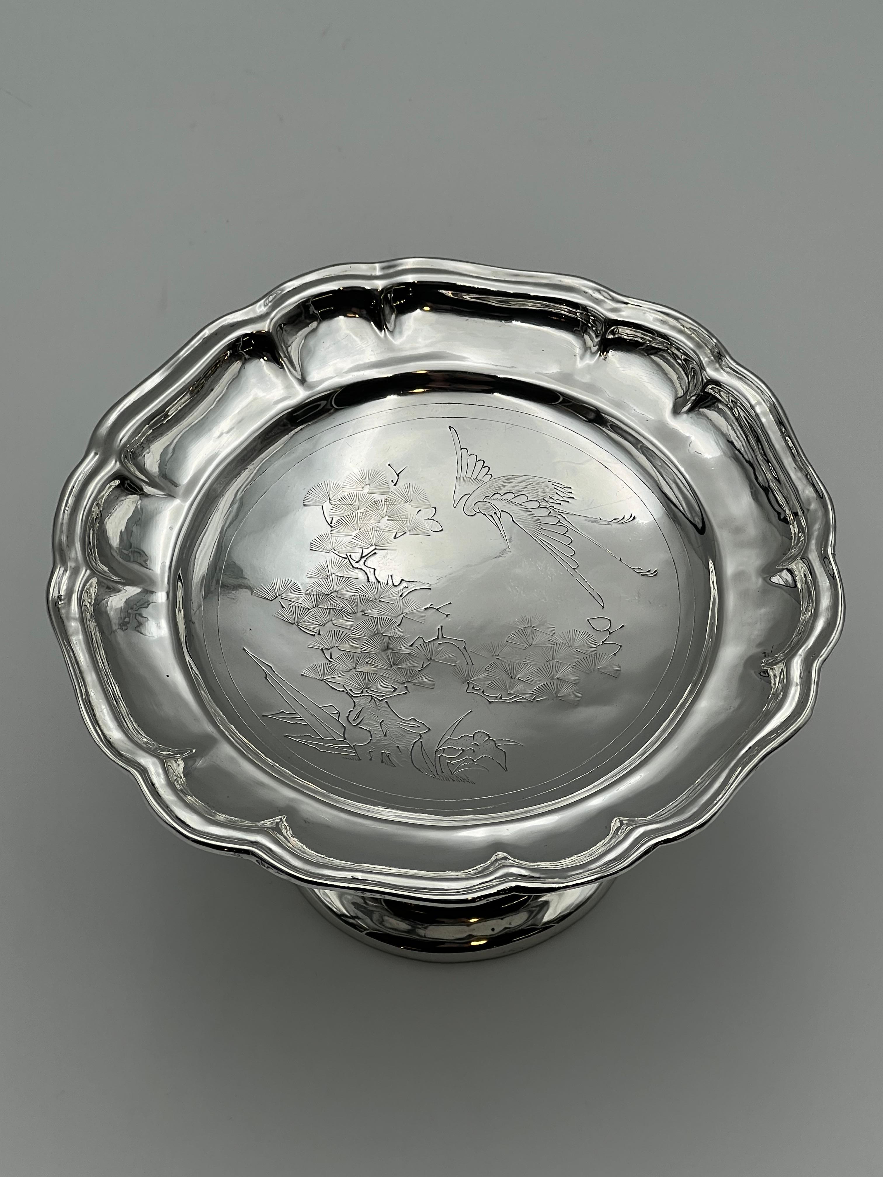 1800 - Un'antica base d'argento cinese / Tazza, fatta a mano, Nanchino in vendita 2