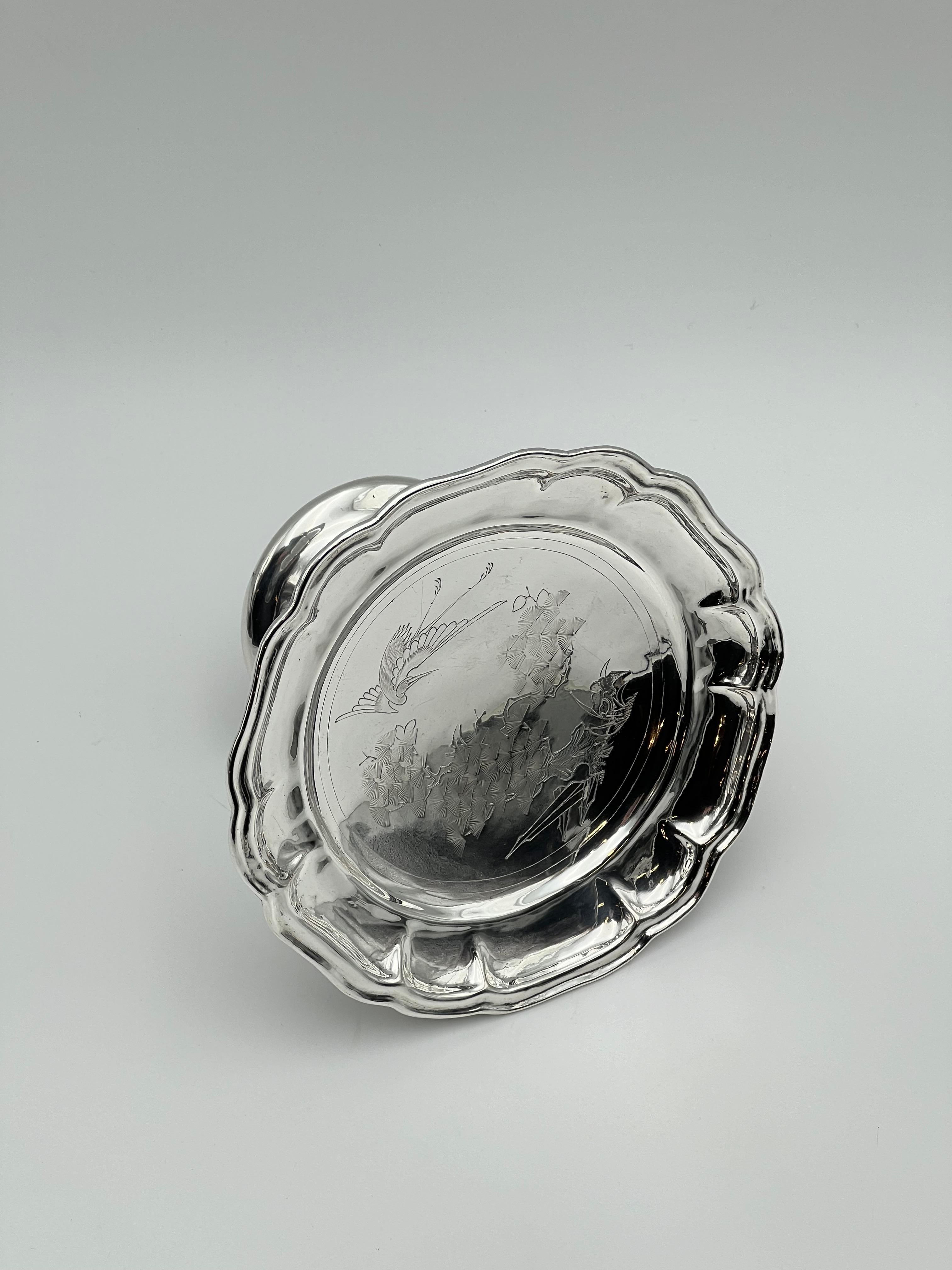 1800 - Un'antica base d'argento cinese / Tazza, fatta a mano, Nanchino in vendita 7