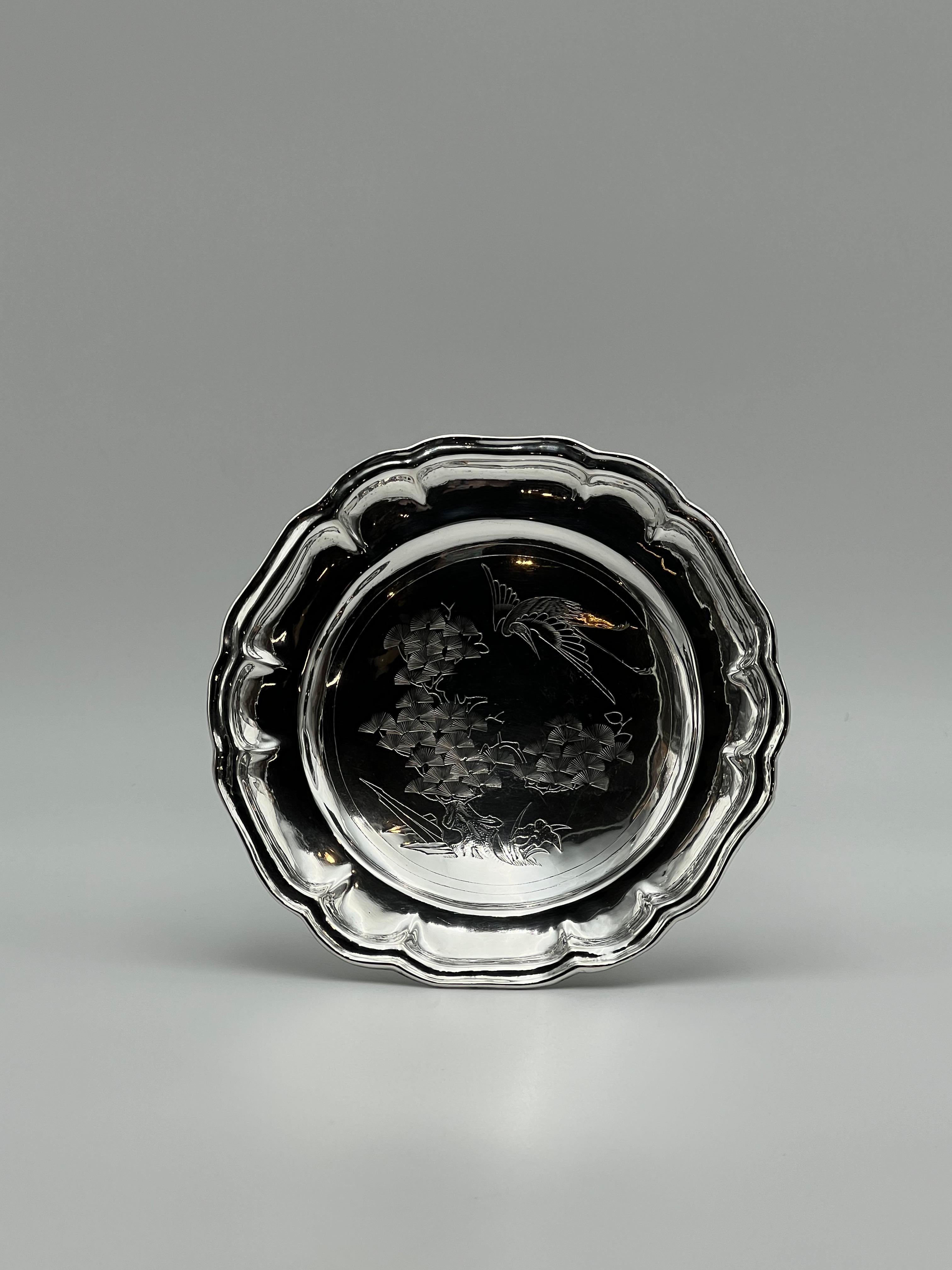 Martellato 1800 - Un'antica base d'argento cinese / Tazza, fatta a mano, Nanchino in vendita