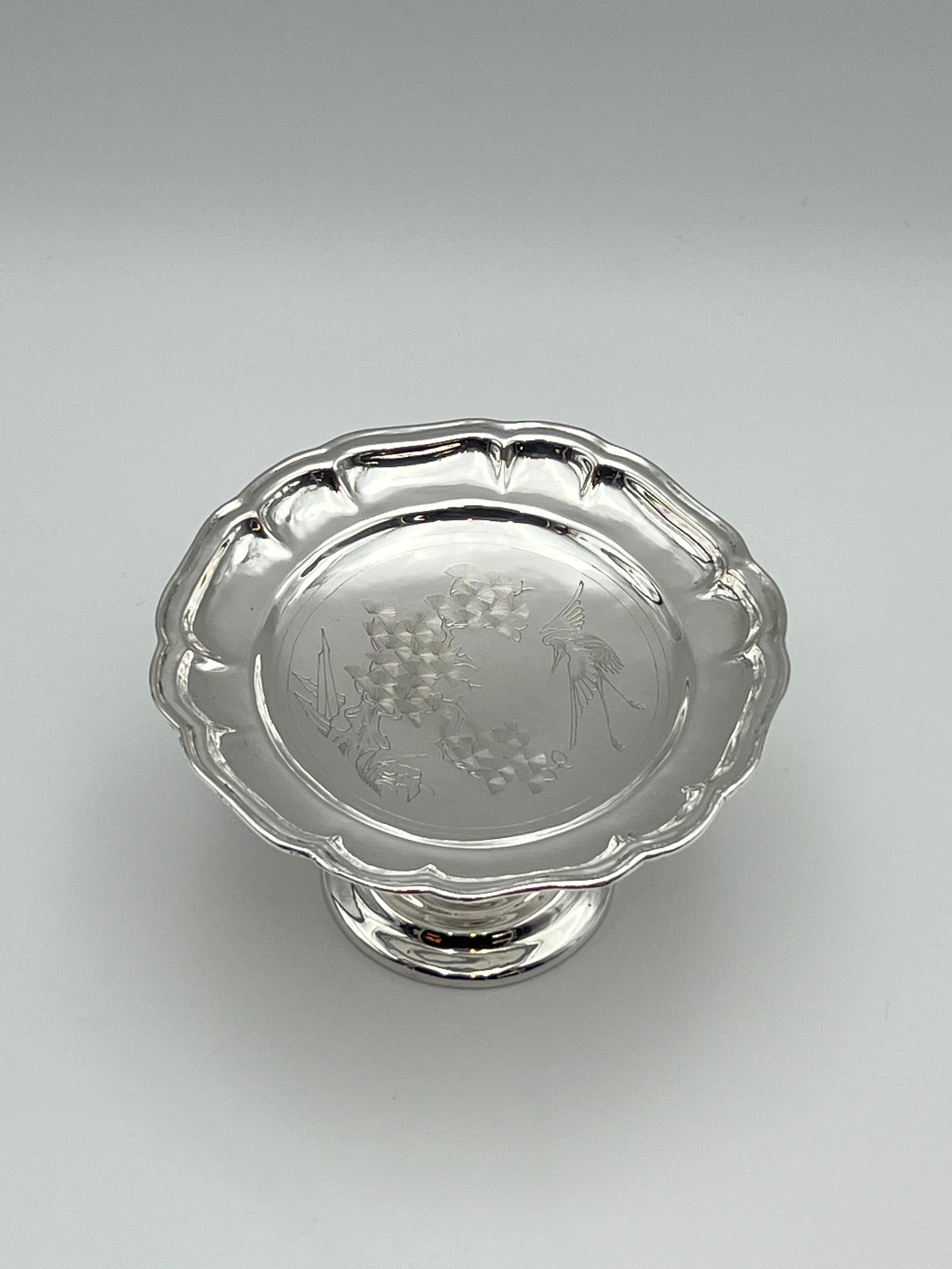 1800 - Un'antica base d'argento cinese / Tazza, fatta a mano, Nanchino in vendita 1