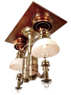 1800s Adams & Westlake Railroad Dining Car Chandelier Plus Smoke Catchers