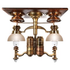 1800s Adams & Westlake Railroad Dining Car Chandelier Plus Smoke Catchers