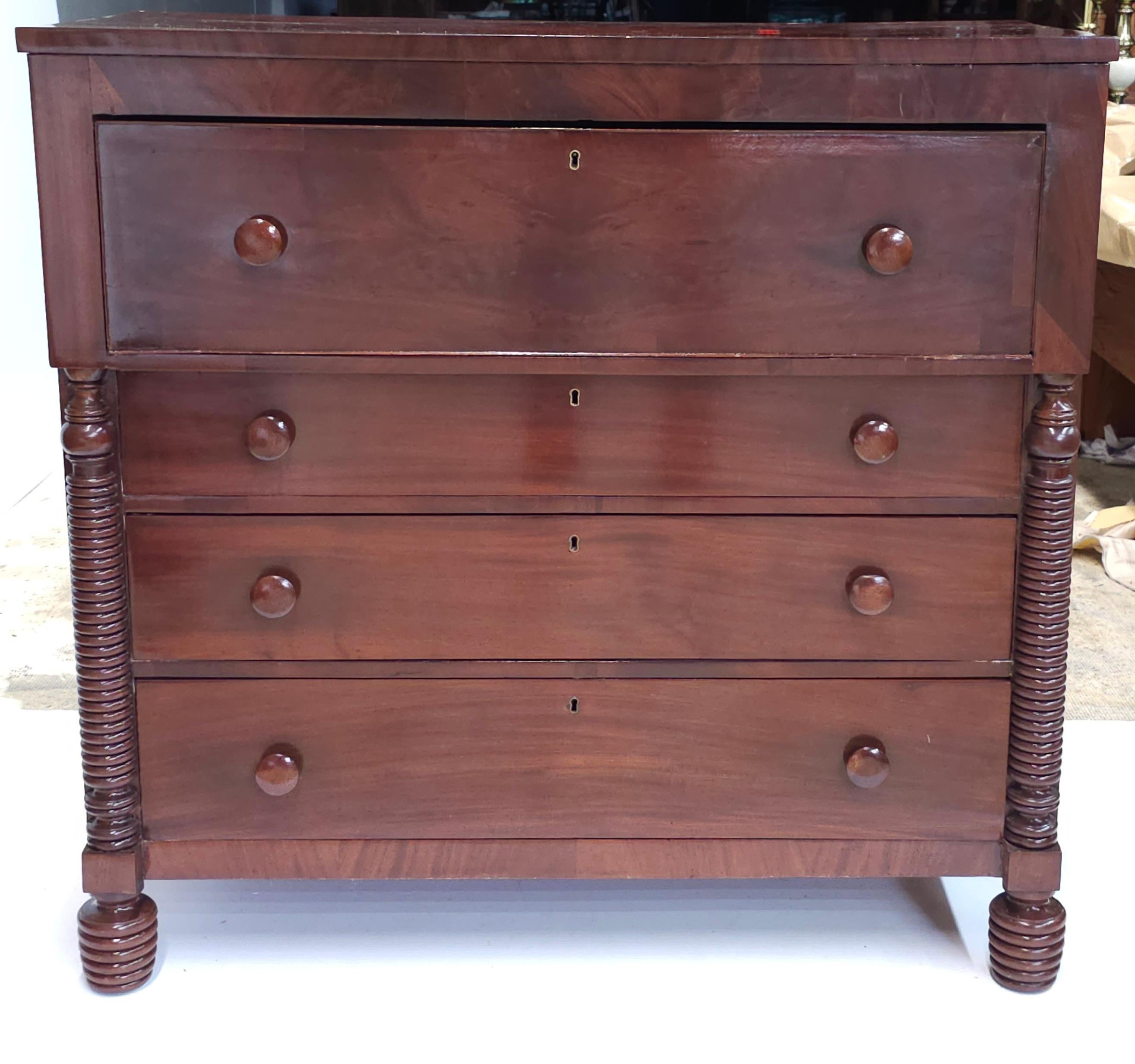An early 19th Century Federal Mahogany Butler's Secretary Desk recently refinished.
Measure 45.75