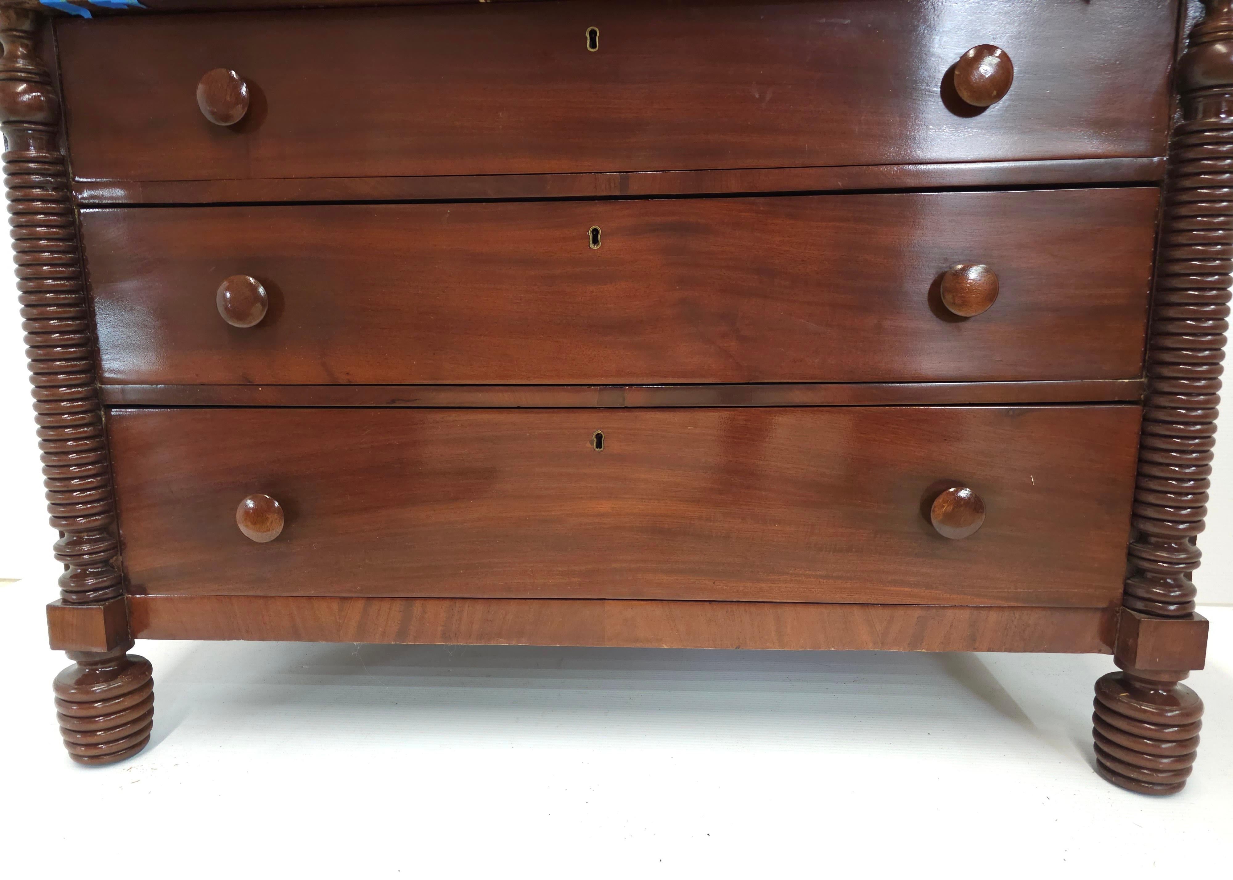 1800s American Federal Mahogany Butler's Secretary Desk For Sale 1