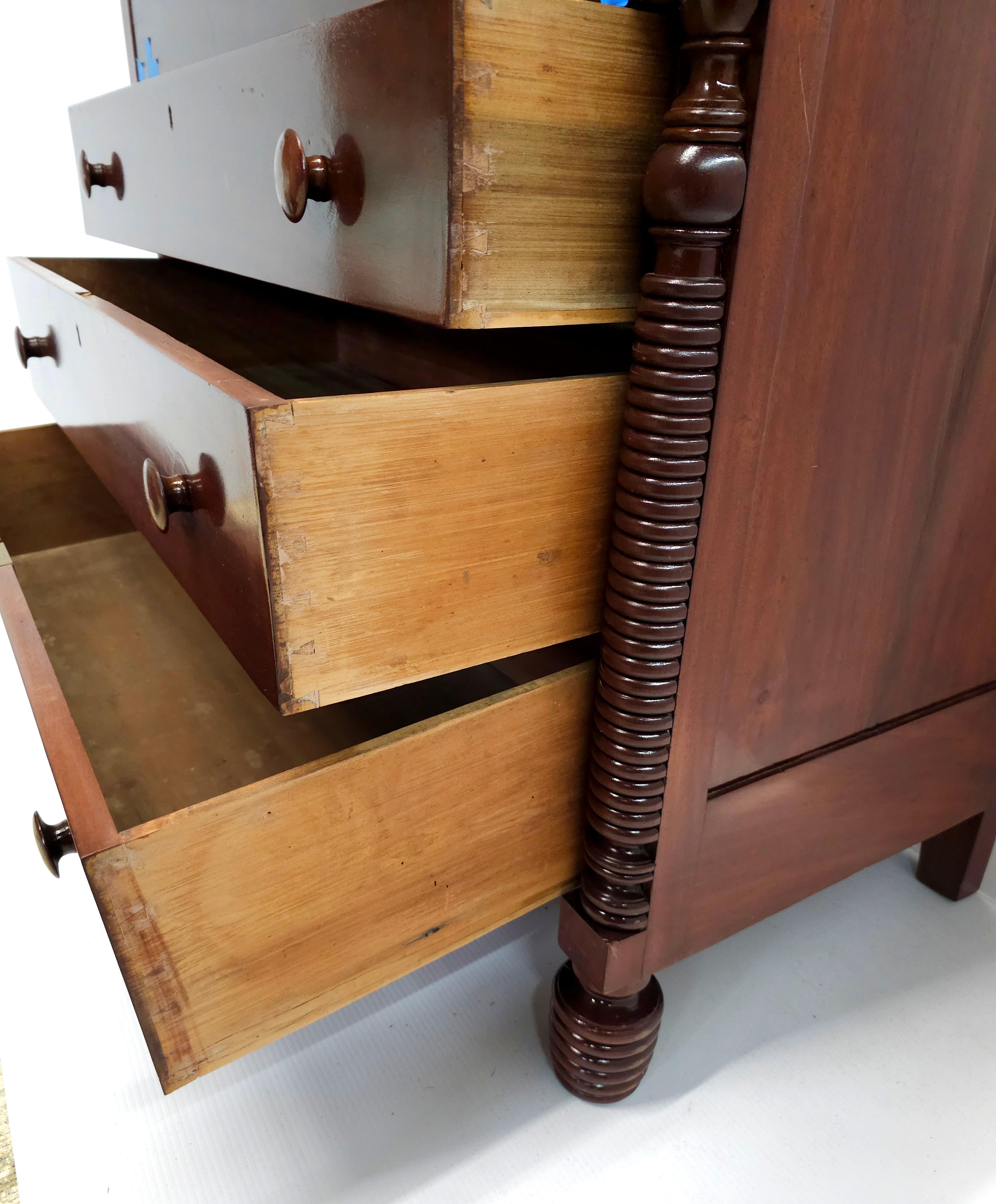 1800s American Federal Mahogany Butler's Secretary Desk For Sale 4