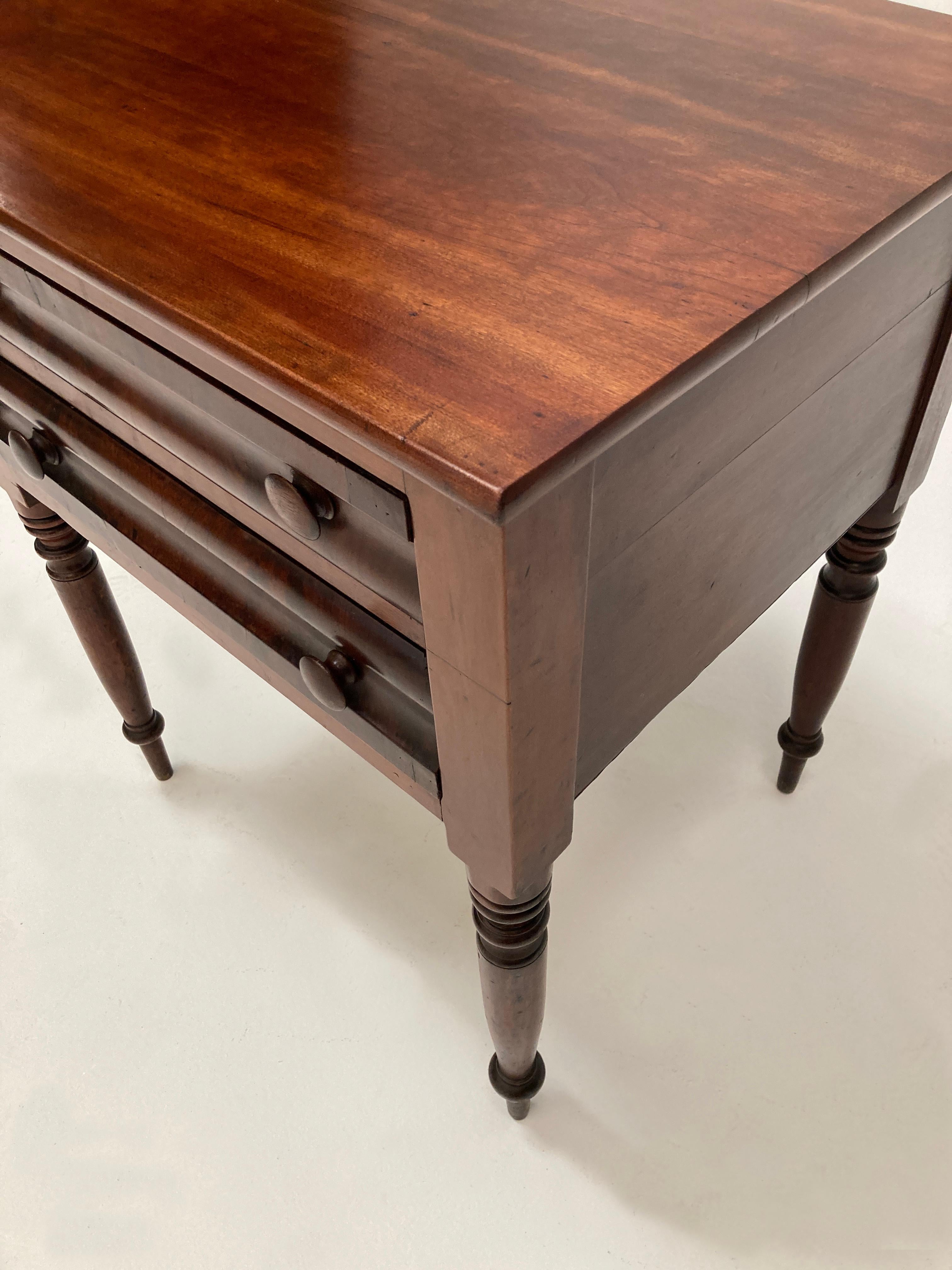 Mahogany 1800's American Federal Period 2 Drawer Side Table For Sale
