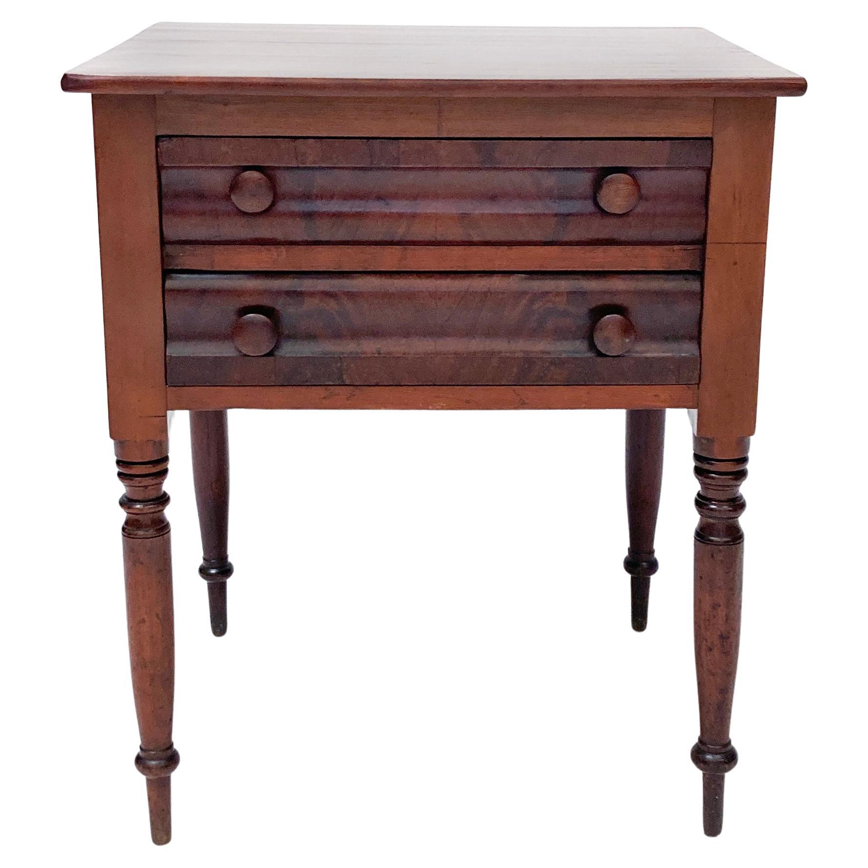 1800's American Federal Period 2 Drawer Side Table For Sale
