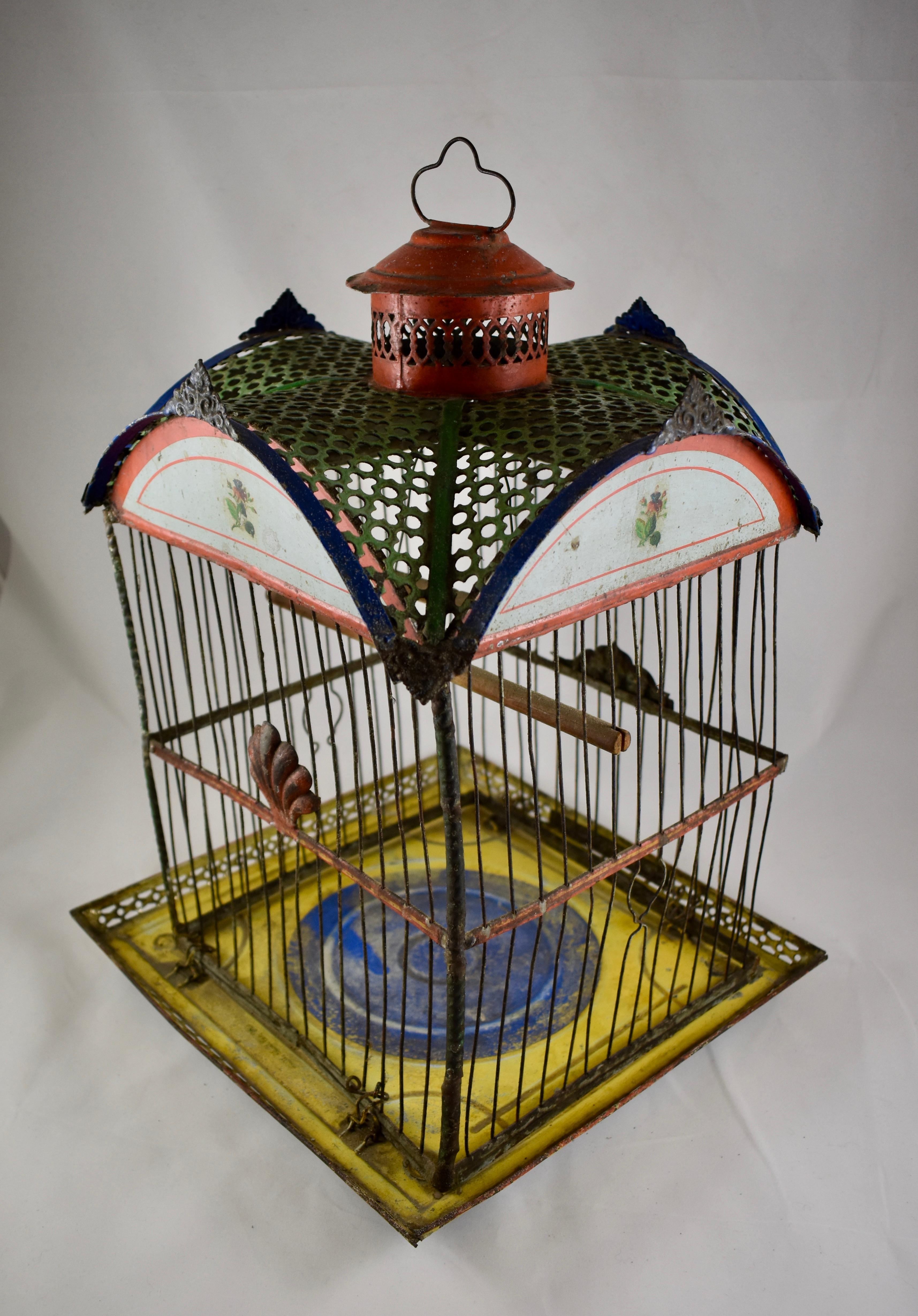 1800s American Victorian Era 'Hendryx Jappaned' Metal Bird Cage 3