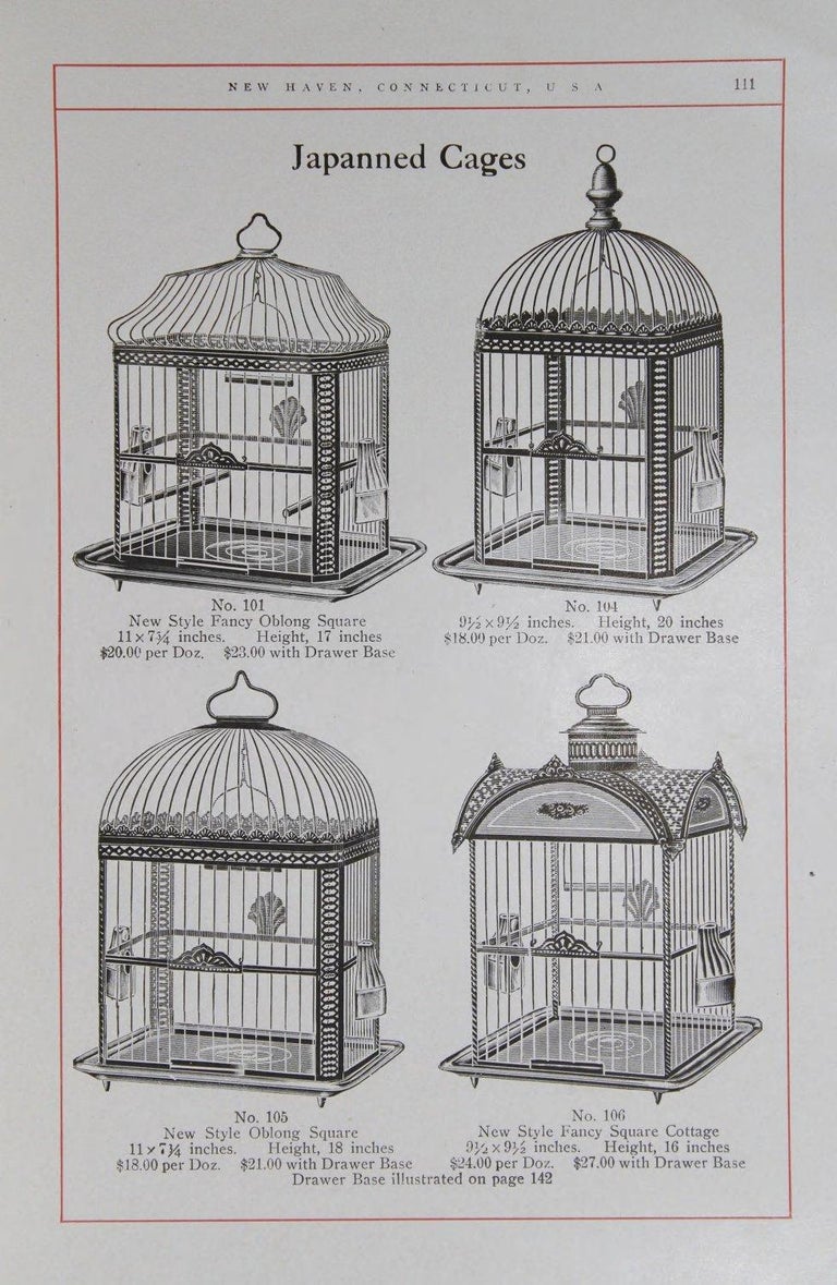 1800s American Victorian Era 'Hendryx Jappaned' Metal Bird Cage at 1stDibs