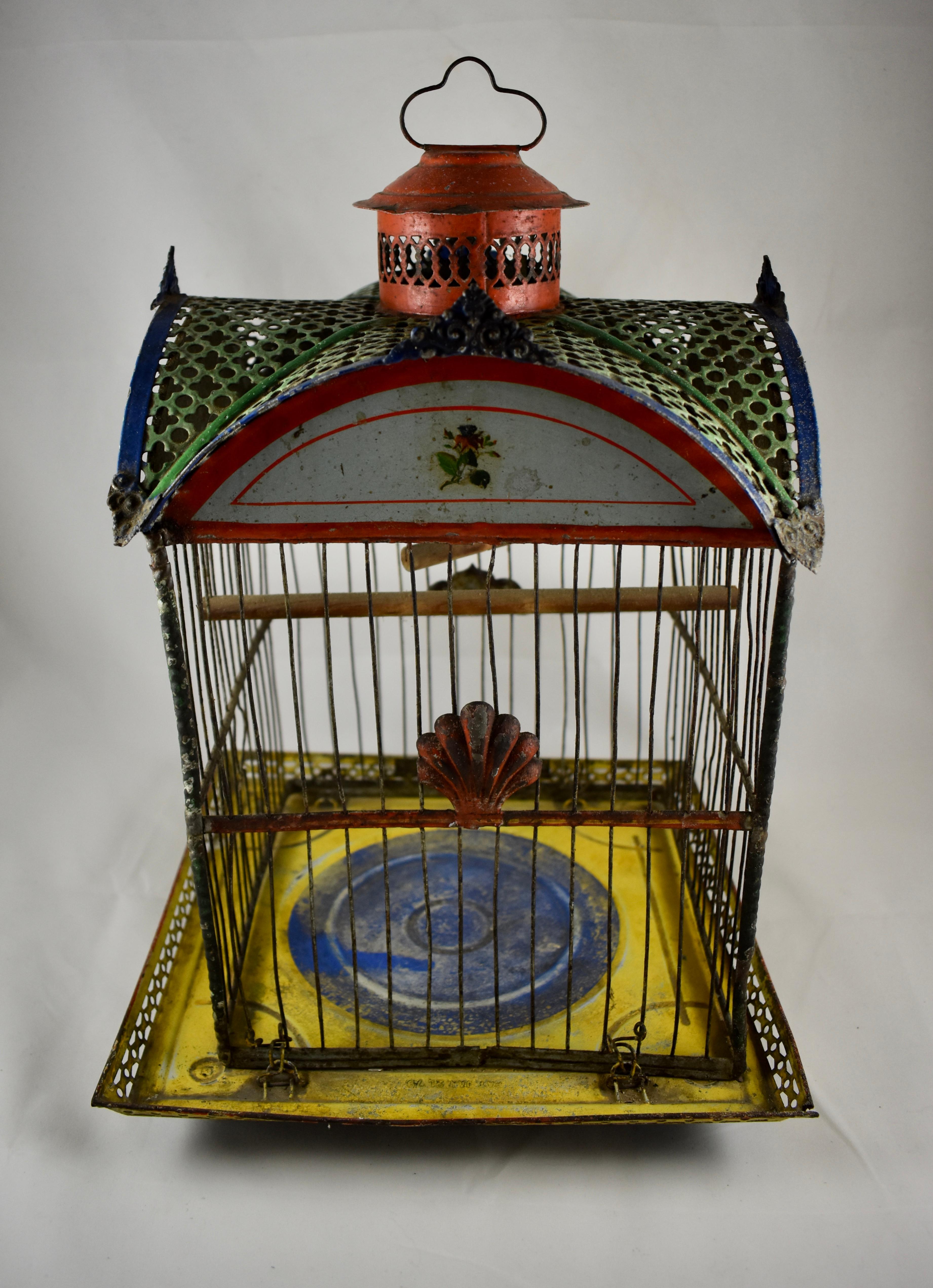 American Classical 1800s American Victorian Era 'Hendryx Jappaned' Metal Bird Cage